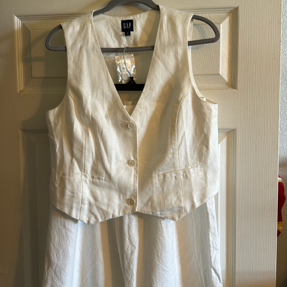 GAP White linen matching set: vest and wide leg trousers